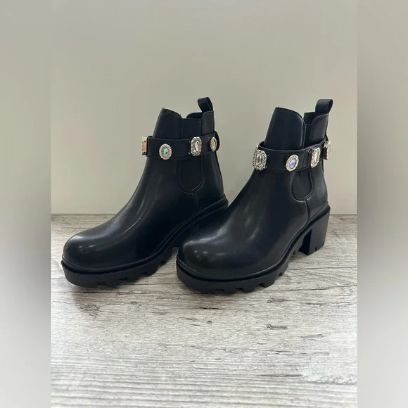 Women’s Ankle Boots with Embellishments Black Size 5 (36) - Picture 2 of 6
